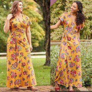 Matilda Jane Alana dress mustard goldenrod floral wrap dress maxi